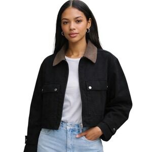 No Boundaries Barn Trucker Jacket XL 16-18 Black NWT Juniors